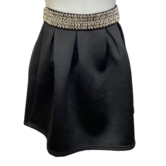 Francesca's Collections Dresses & Skirts - Beaded Rhinestone Waist Scuba Circle Pleated Skirt